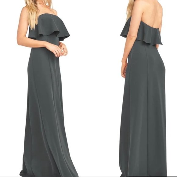 Robe Longue Show Me Your MuMu Monaco - Volants, Coupe Trumpet Taille M | Noir